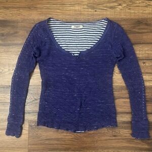 TNA Aritzia Y2K Textured Long Sleeve Top Diagonal Stitch Knit‎ Striped Lining XS